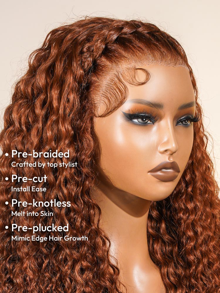 Burnt Orange Stylist Wig Deep Wave 13x4 Lace Frontal Pre-plucked