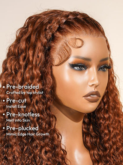 Burnt Orange Stylist Wig Deep Wave 13x4 Lace Frontal Pre-plucked
