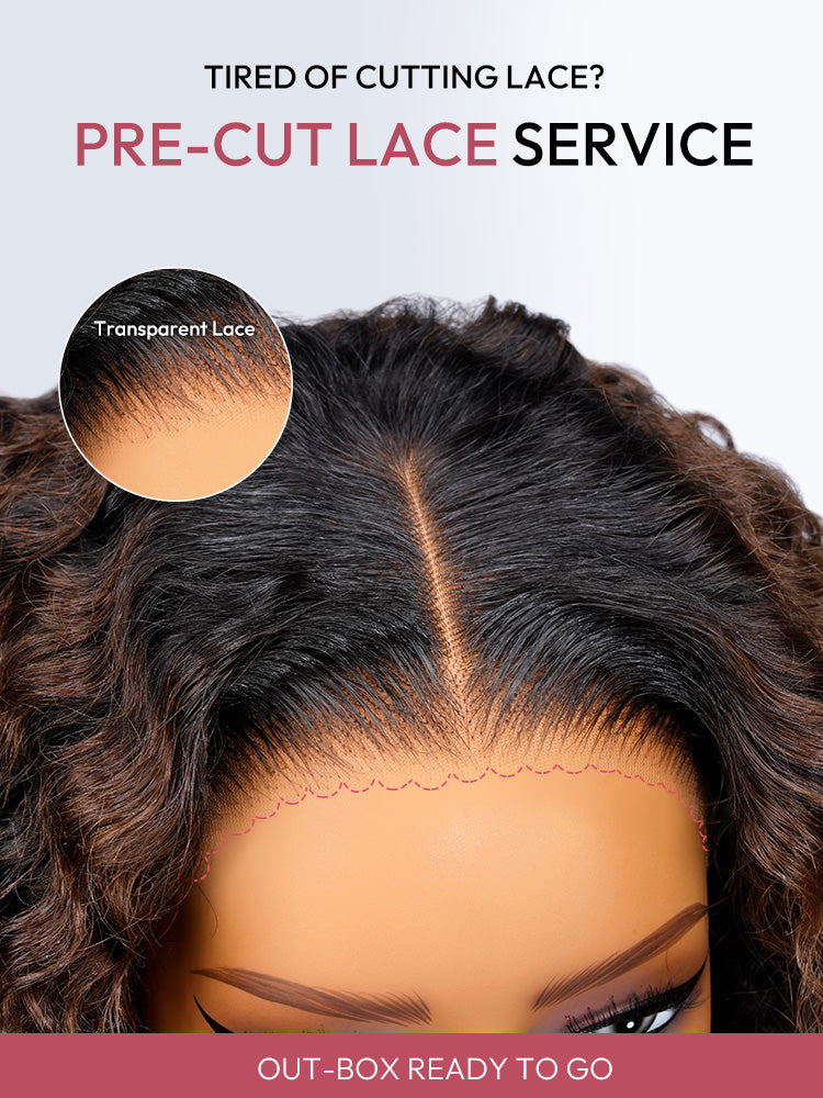 Ombre Brown And Honey Brown Jerry Curly Wig 5x7 Lace Frontal Wig Human Hair