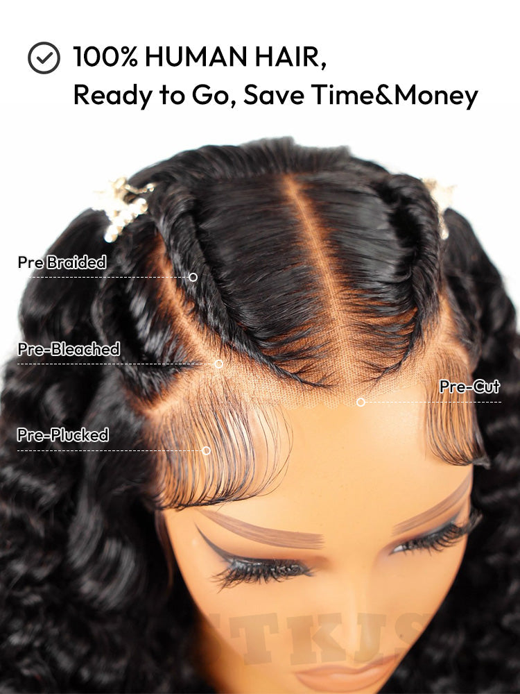 Pre-Braided Stylist Wig Loose Deep Human Hair Wig 13X6 Knotless Super Invisible LY Lace Front Wig