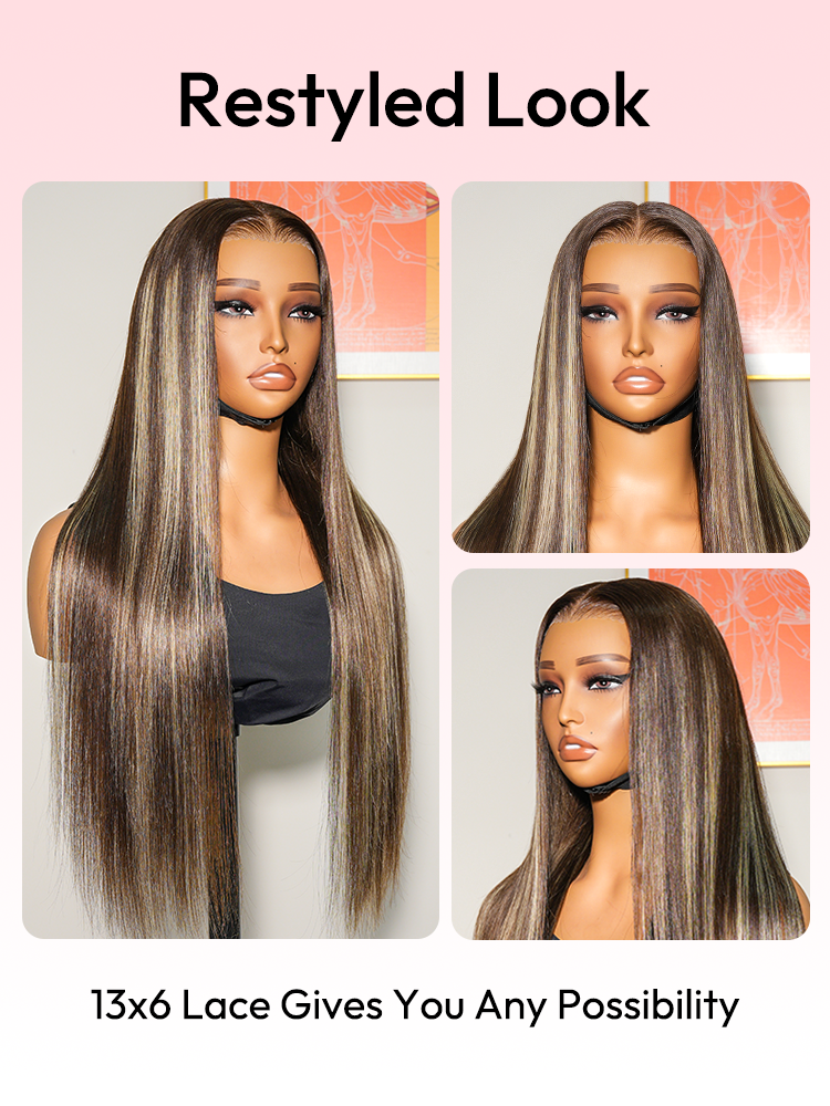 Highlight Customized Color Super Invisible LY Lace Wig Silky Straight 13x4 Lace Front Wig