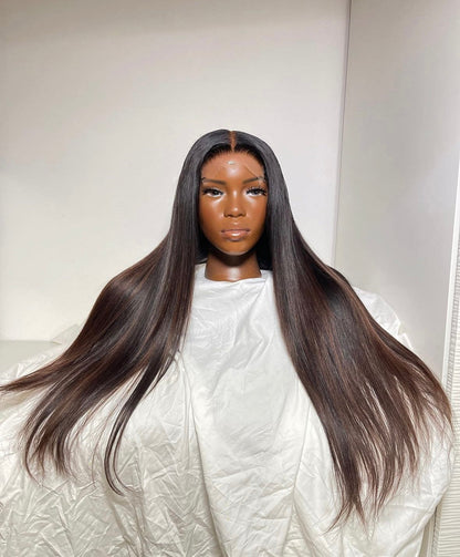 HD 5x5 closure chocolate highlight straight frontal unit