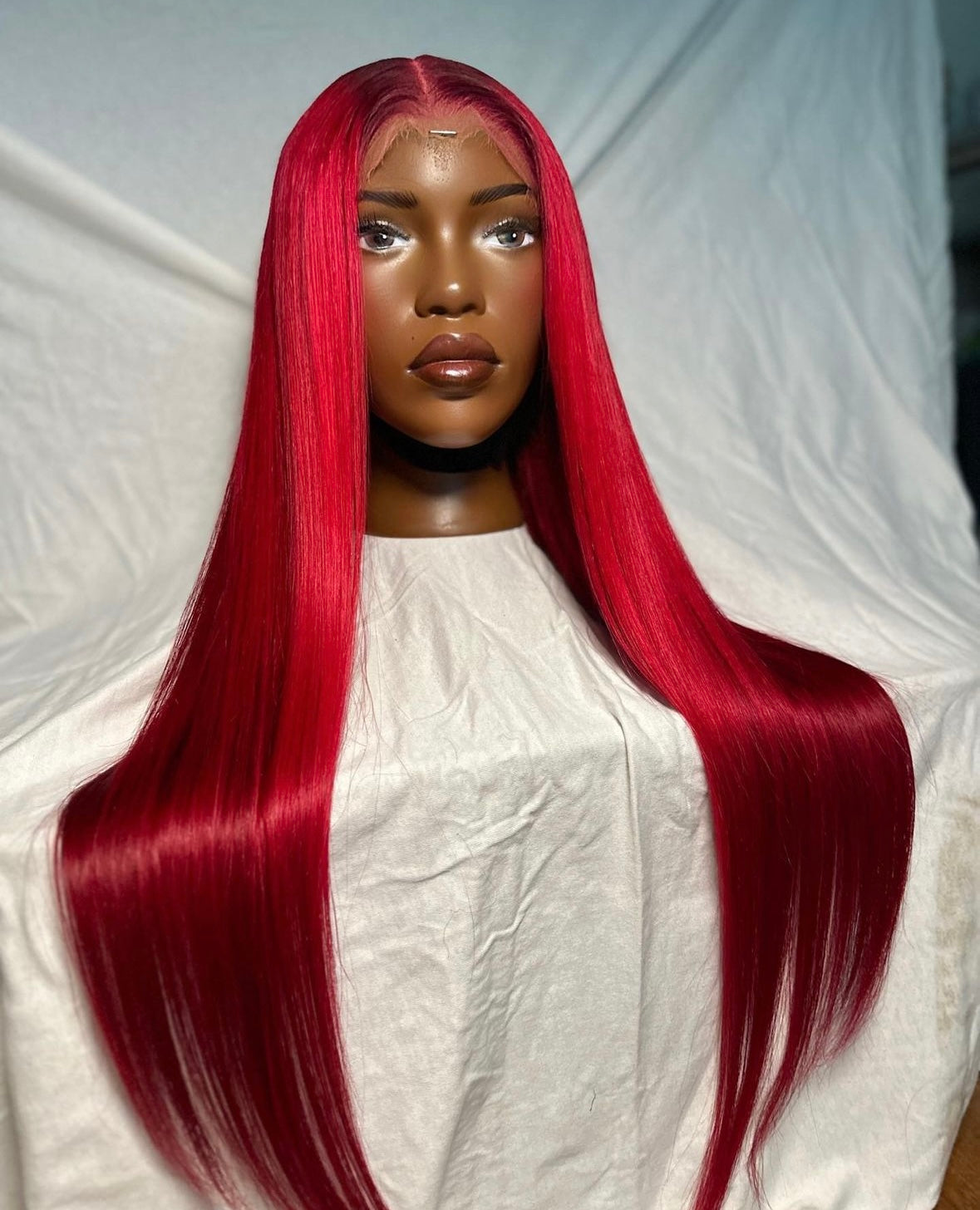 HD 6x6 closure Bright red straight frontal