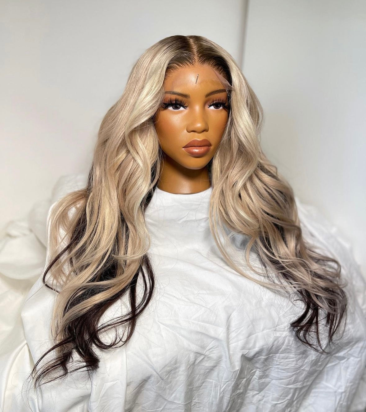 HD 6x6 closure blonde highlight wavey frontal