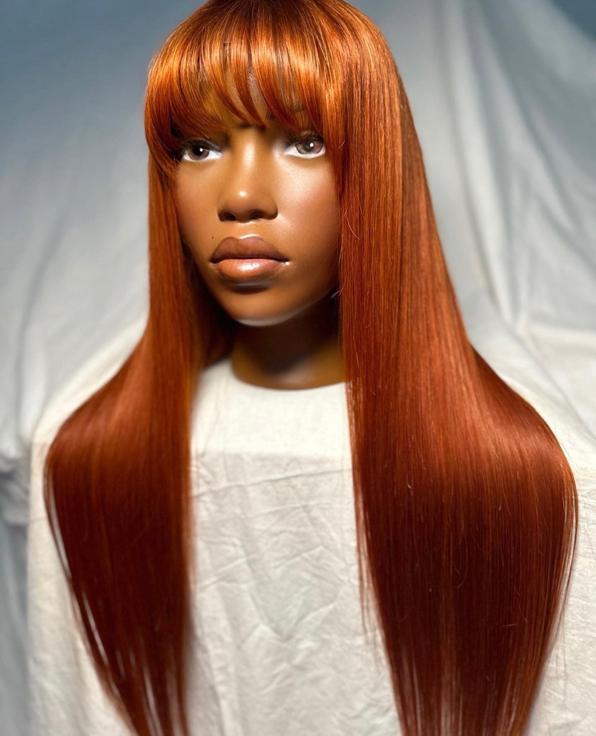 HD 5x5 closure Copper straight bang frontal unit