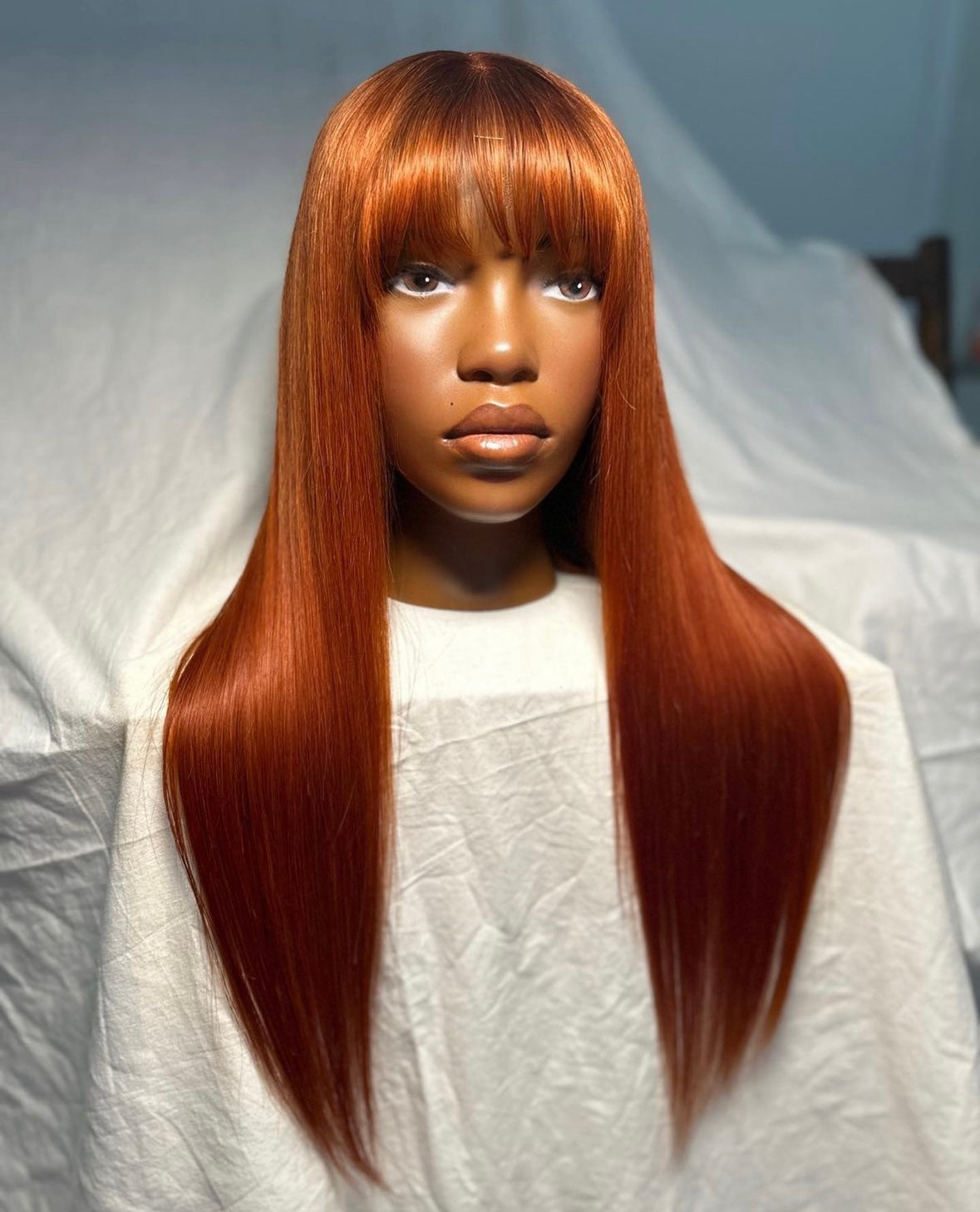 HD 5x5 closure Copper straight bang frontal unit