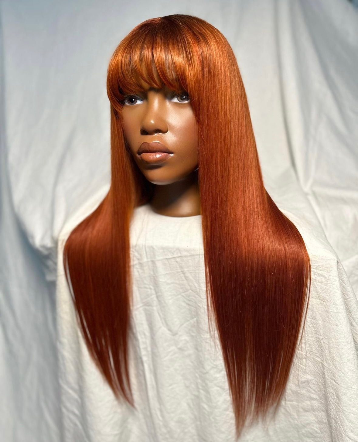 HD 5x5 closure Copper straight bang frontal unit