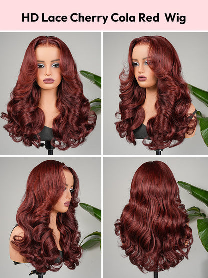 Cherry Cola Red Layered Cut Customized Wave Human Hair Pre-Everything Wig