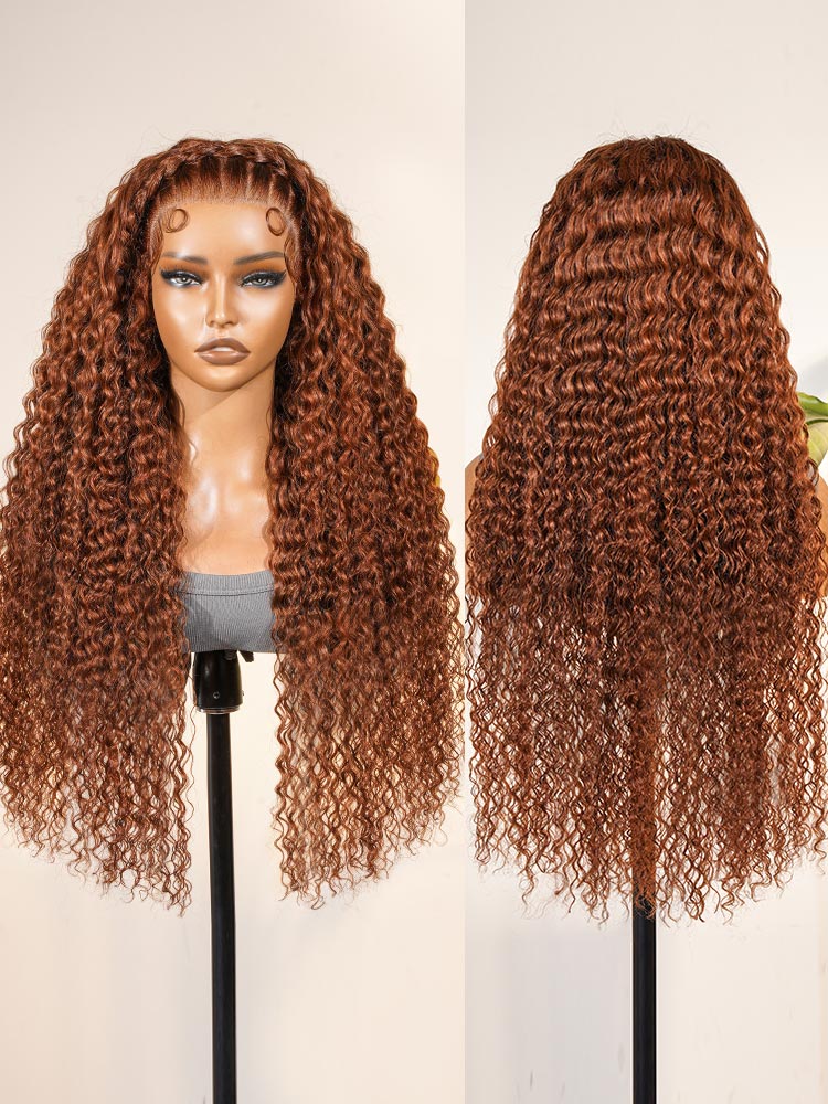 Burnt Orange Stylist Wig Deep Wave 13x4 Lace Frontal Pre-plucked
