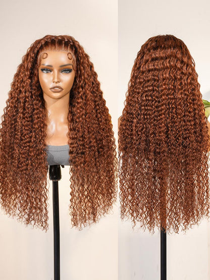 Burnt Orange Stylist Wig Deep Wave 13x4 Lace Frontal Pre-plucked