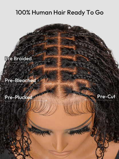 Boho Braided Wig Curly 5x5 Lace Closure Wig with Baby Hair