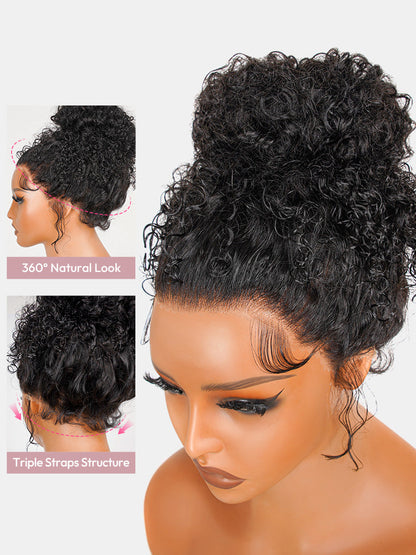 Throw On&Go Glueless 360 Wig Flexi-Fit Invisi Drawstring Cap Pre-Anything Super Invisible LY Lace Front Curly Wig