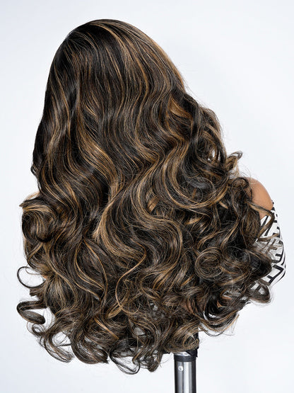 Black With Honey Blonde Highlight Layered Cut Body Wave 13x4 Lace Wigs