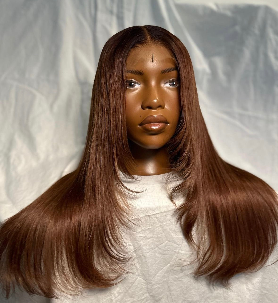 HD 5x5 closure Brown layered straight frontal