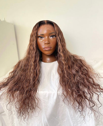 HD 5x5 closure golden brown loose wave frontal unit