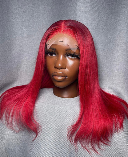 HD 5x5 closure bright red straight frontal unit