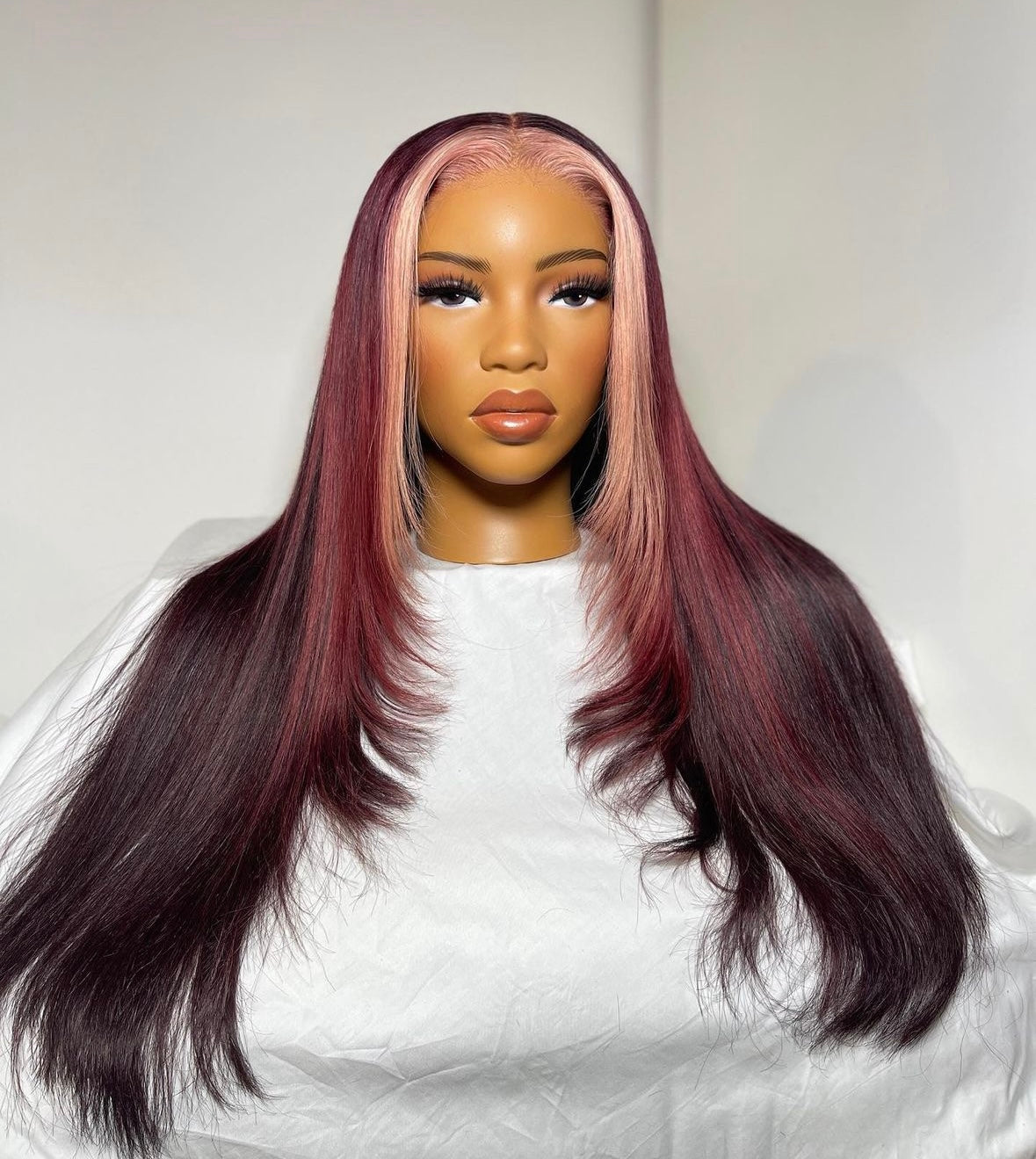 HD 6x6 closure burgundy highlight straight frontal unit