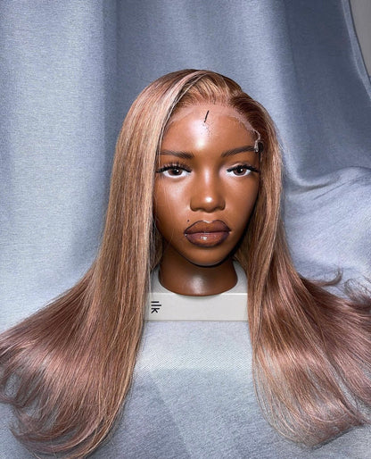 HD 6x6 closure honey blonde highlight straight frontal unit