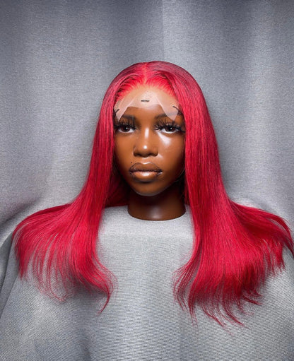 HD 5x5 closure bright red straight frontal unit