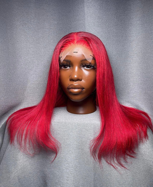 HD 5x5 closure bright red straight frontal unit