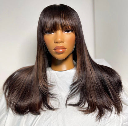 HD 5x5 closure brown fringe straight frontal unit