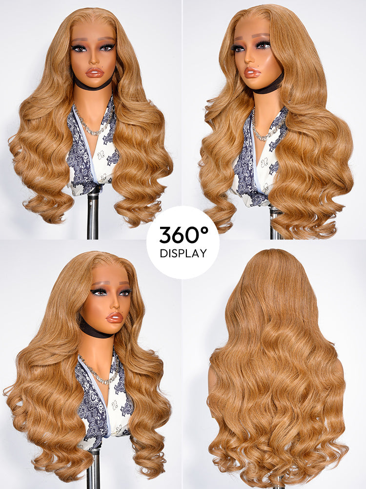 Light Chestnut Brown Glueless Wig Loose Body Transparent Ready To Go Colored Wig Human Hair