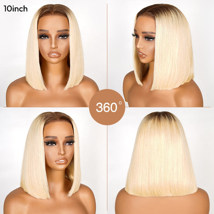 Blonde Bob With Brown Roots Blonde Ombre Bob Lace Front Wig