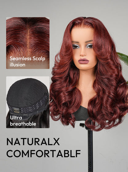 Cherry Cola Red Layered Cut Customized Wave Human Hair Pre-Everything Wig