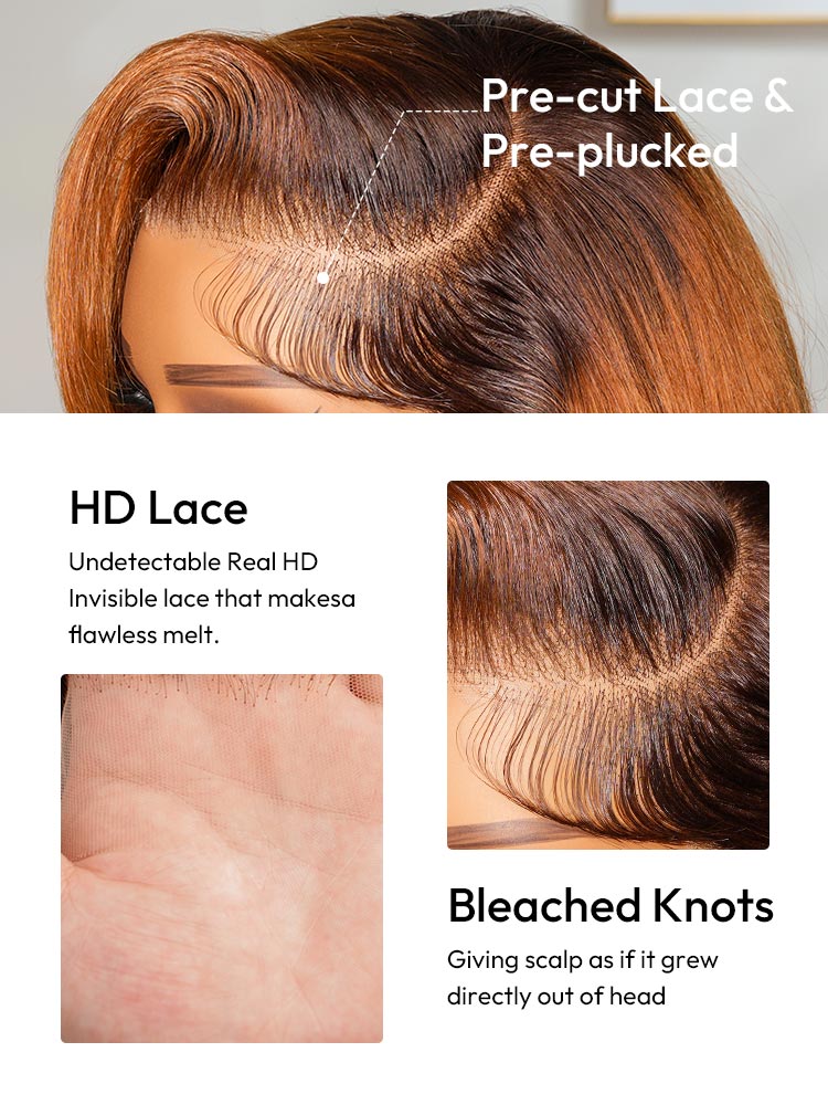 Ombre Ginger Brown Wigs Loose Body Wave 13x4 Lace Front Human Hair Wig