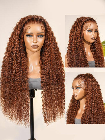 Burnt Orange Stylist Wig Deep Wave 13x4 Lace Frontal Pre-plucked