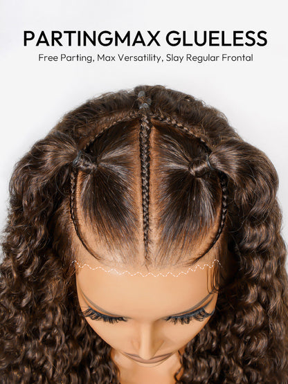 Brown Deep Wave Wig Knotless Pre-Braided 13x6 Parting Lace Front Wig