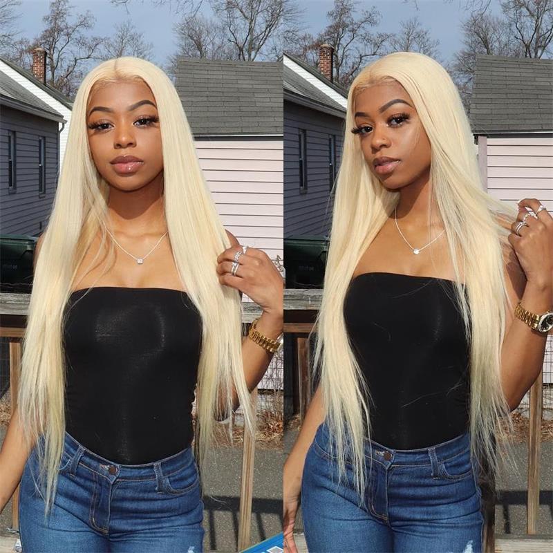 Straight 613 Wigs 5*5 Closure Wigs Pure Blonde 13*4 Lace Front Wig