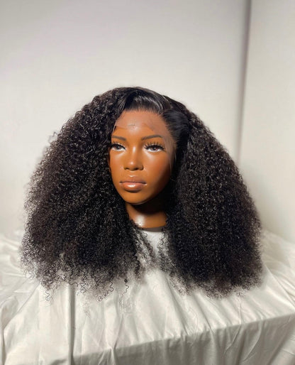 HD 13x4 black kinky curly frontal unit