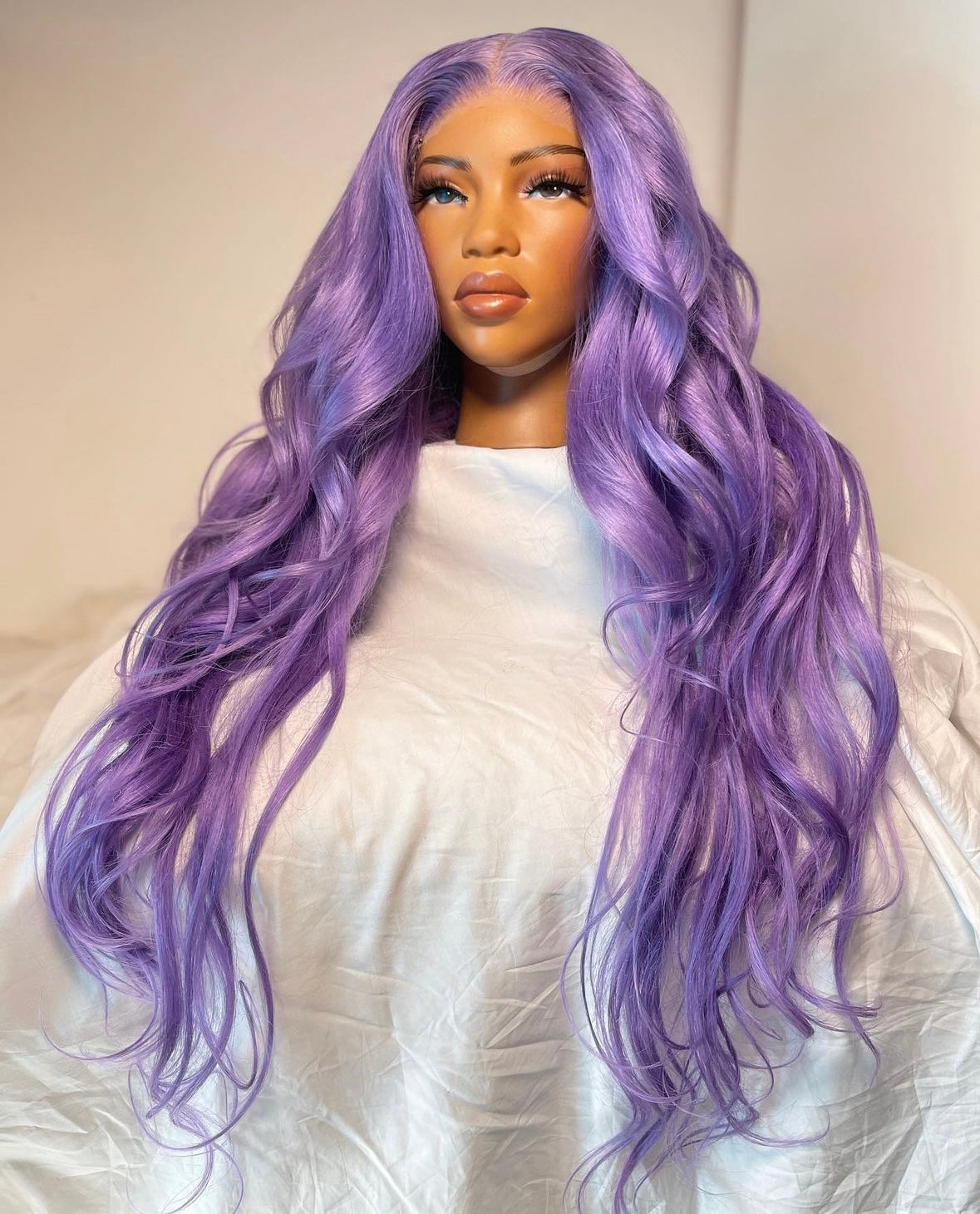 HD 5x5 closure pastel lilac wavy frontal