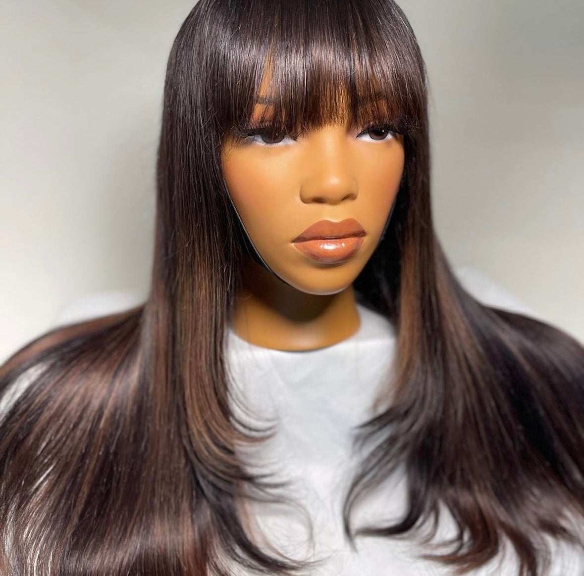 HD 5x5 closure brown fringe straight frontal unit