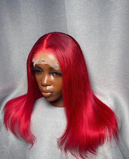HD 5x5 closure bright red straight frontal unit
