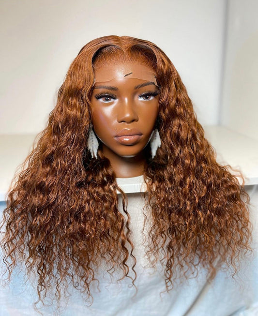 HD 5x5 closure ginger deep wave frontal unit