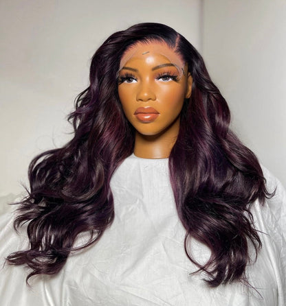 HD 7x7 closure soft layered deep purple frontal