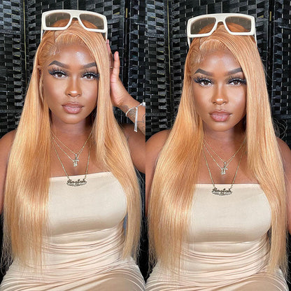 Honey Blonde 13x4 Lace Front Straight Human Hair Wig