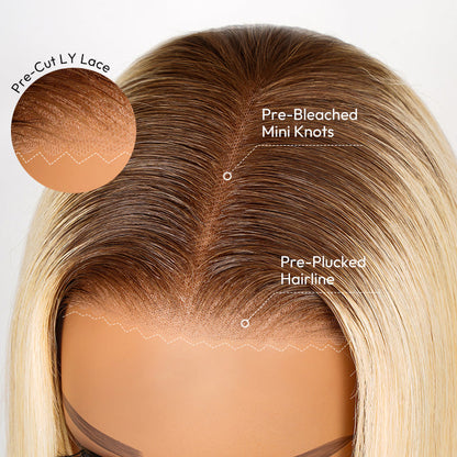 Blonde Bob With Brown Roots Blonde Ombre Bob Lace Front Wig