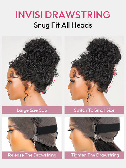 Throw On&Go Glueless 360 Wig Flexi-Fit Invisi Drawstring Cap Pre-Anything Super Invisible LY Lace Front Curly Wig