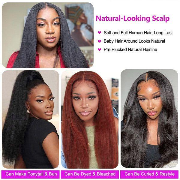 Yaki Straight 4*7 Pre-cut Lace Closure Wig Human Hair