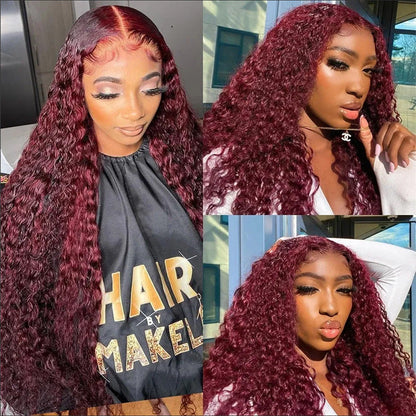 Burgundy Deep Wave Lace Front Deep Weave Hair