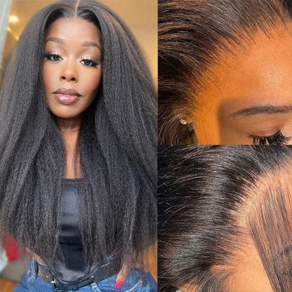 Yaki Straight 4*7 Pre-cut Lace Closure Wig Human Hair