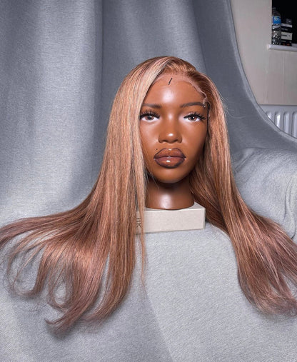 HD 6x6 closure honey blonde highlight straight frontal unit