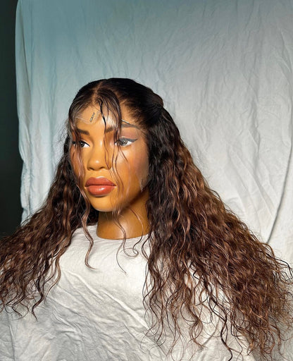 HD 13x6 Ombre brown Italian curly frontal unit