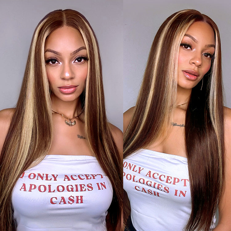 Highlight Wigs Straight Hair Ombre Wigs Customized Human Hair Lace Front Wig
