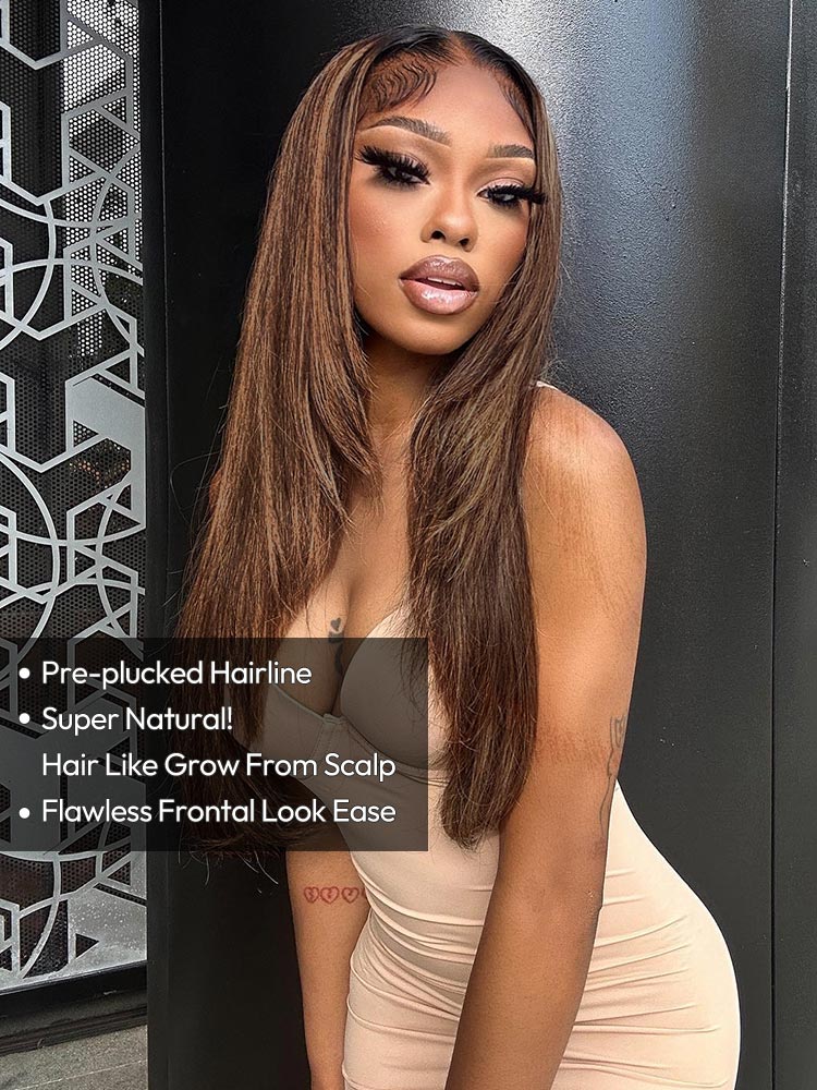 Layer Cut Highlight Customized Color Super Invisible LY Lace Front Straight Human Hair Wig