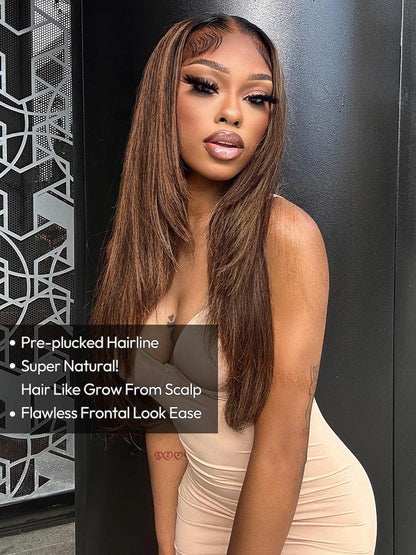 Layer Cut Highlight Customized Color Super Invisible LY Lace Front Straight Human Hair Wig