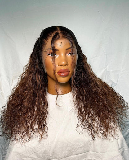 HD 13x6 Ombre brown Italian curly frontal unit